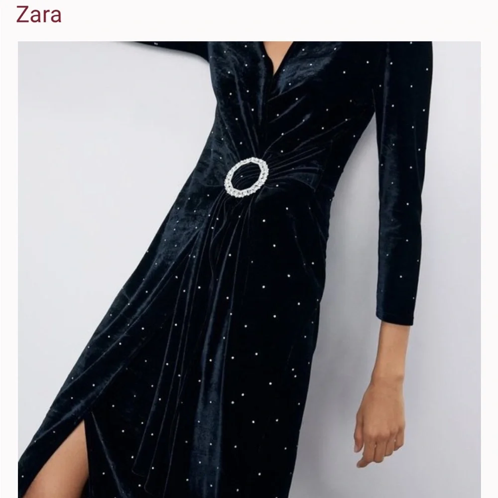 NWT - Zara Size S Black Sparkly Velvet Dress - Picture 6 of 7
